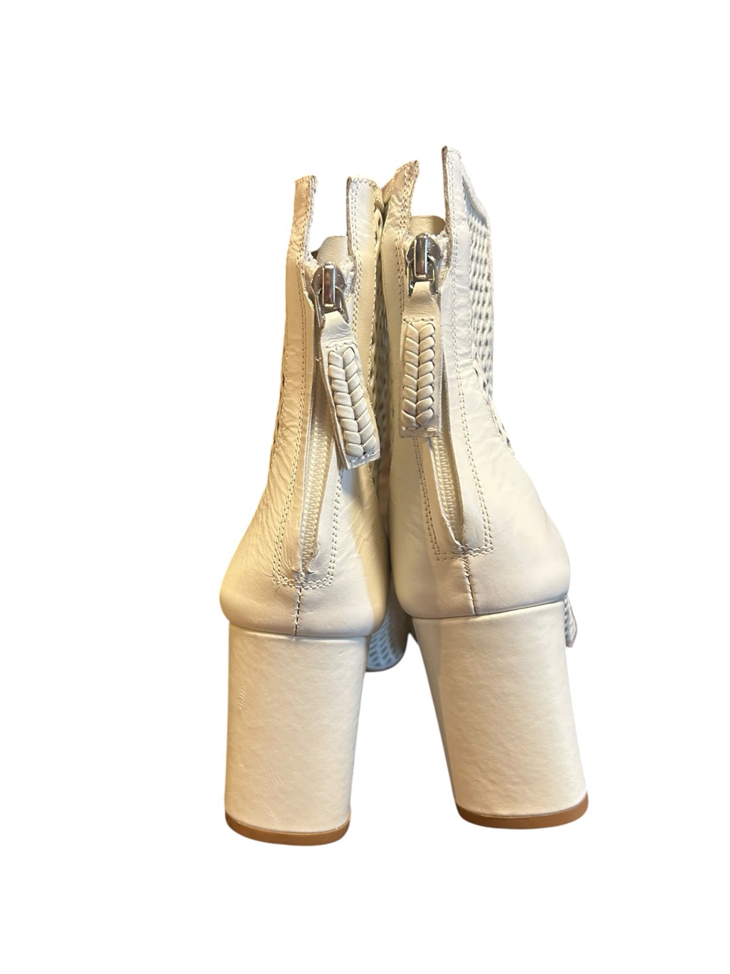 Daniella Shevel Isabella White Handwoven Leather Ankle Booties Size 38/7.5 — image 5 of 6